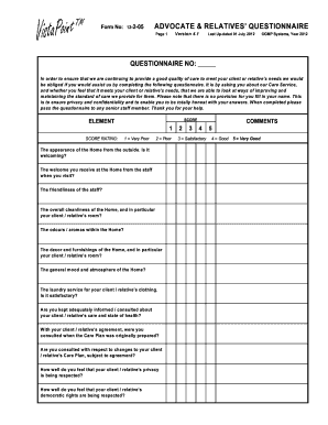Advocate and Relatives' Questionnaire