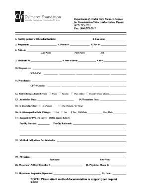Healthcare Preadmission Authorization Request