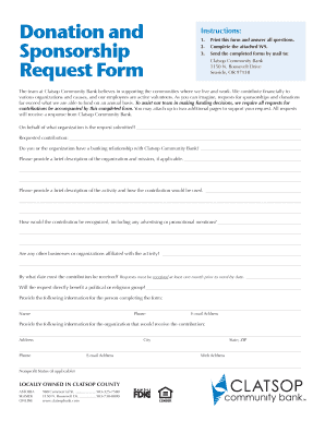 Donation and Sponsorship Request Form - Clatsop Community Bank