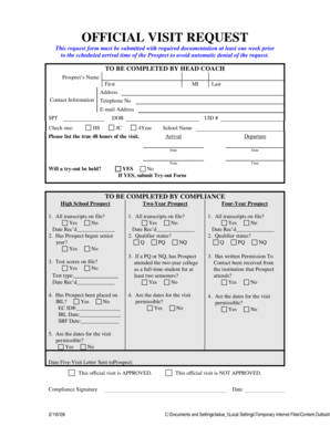 Official Visit Request Form