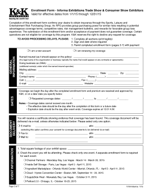 Informa Exhibitions Trade Show Insurance Enrollment Form