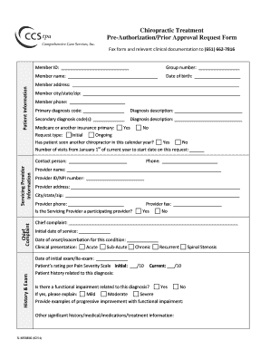 Chiropractic Treatment Pre-Authorization Form