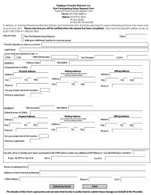 Non Participating Setup Request Form