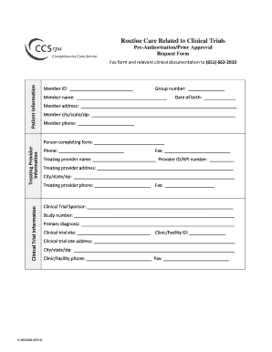 Clinical Trial Pre-Authorization Request Form