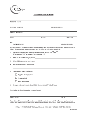 Accidental Injury Form