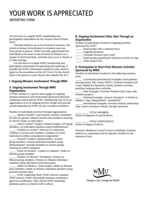 WMU Annual Church Profile Reporting Form