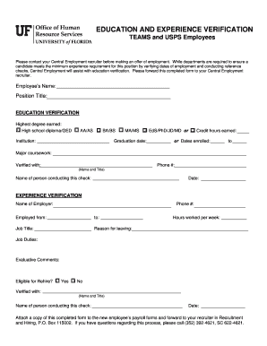 Education and Experience Verification Form
