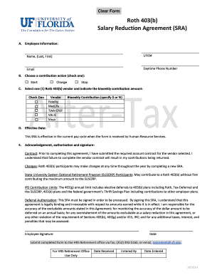 Roth 403(b) Salary Reduction Agreement