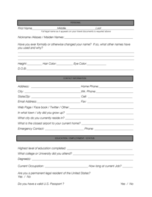 Dating Profile Questionnaire