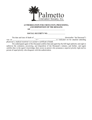 Cremation Authorization Form