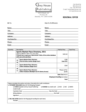 Renewal Offer for Sports Market Place Directory