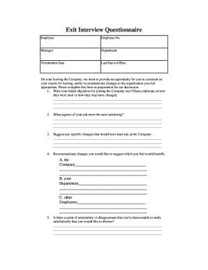 Exit Interview Questionnaire