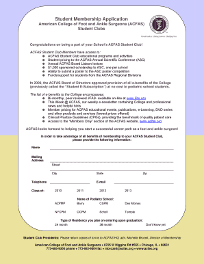 ACFAS Student Membership Application