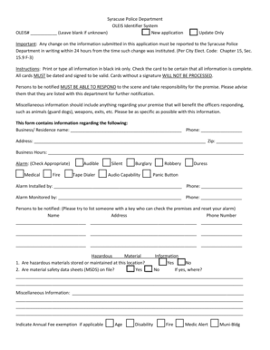Syracuse Police Department Alarm Registration Form