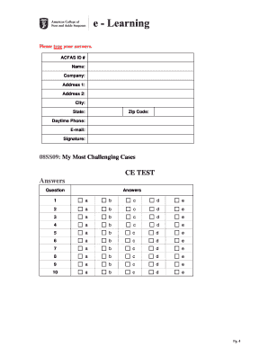 My Most Challenging Cases CE Test