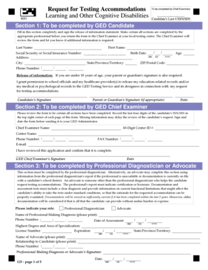 GED Testing Accommodations Request Form