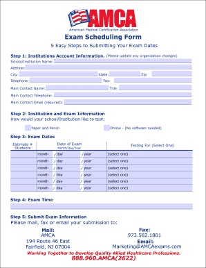AMCA Exam Scheduling Form