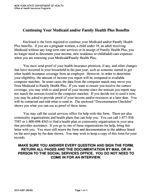 New York Medicaid and Family Health Plus Renewal Form