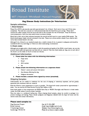 Dog Genome Project Blood Sample Release Form