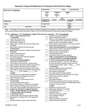 Emergency Electrical Power Supply Inspection Form