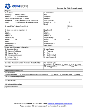 Request for Title Commitment Form