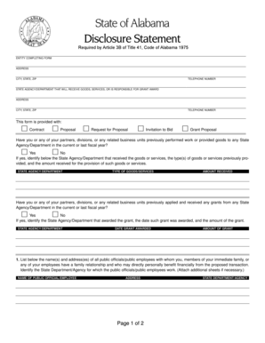 Alabama Disclosure Statement