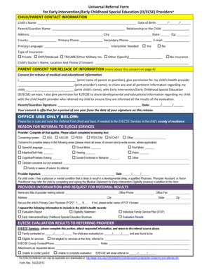 Universal Referral Form for Early Intervention