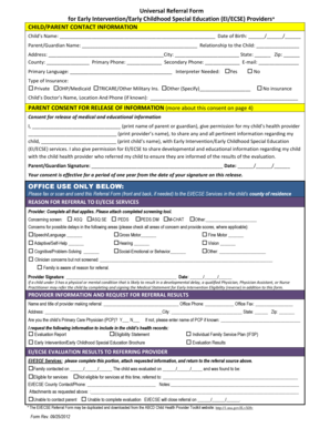 Universal Referral Form for Early Intervention