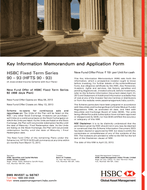 HSBC Fixed Term Series 92 Application Form