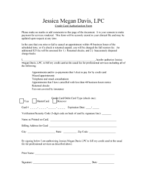 Credit Card Authorization Form