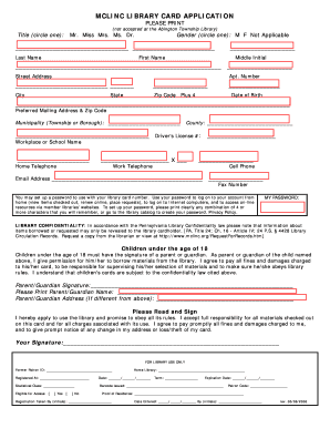 MCLINC Library Card Application