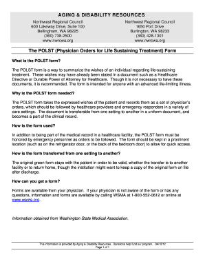 The POLST Form - Northwest Regional Council - nwrcwa