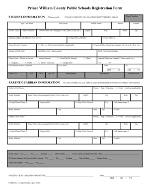 Prince William County Public Schools Registration Form
