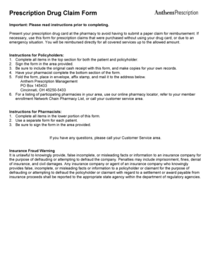 Prescription Drug Claim Form