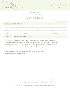 3-Day Diet Journal