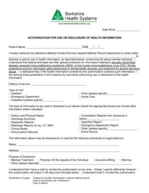 Authorization for Use or Disclosure of Health Information