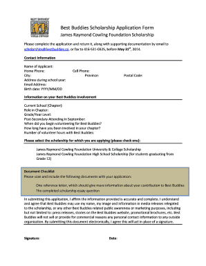 Fillable Online Best Buddies Scholarship Application Form Fax Email ...