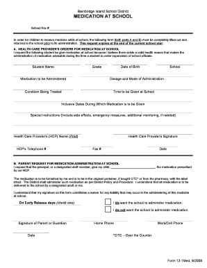 Medication Administration Request Form