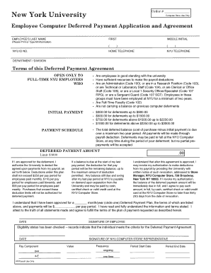 NYU Employee Computer Deferred Payment Agreement