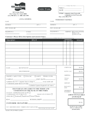 NYU Computer Store Order Form