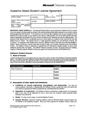 Microsoft Student Select License Agreement
