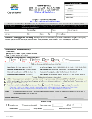 City of Bothell Public Records Request Form