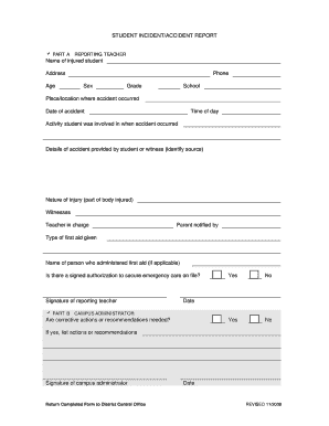 Student Incident/Accident Report