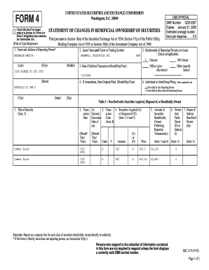 Form 4 Statement of Changes in Beneficial Ownership