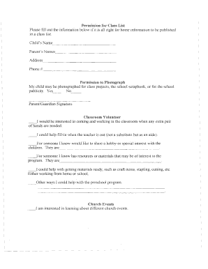 Class List Permission Form
