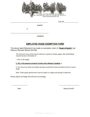 Missouri Employee Wage Exemption Form