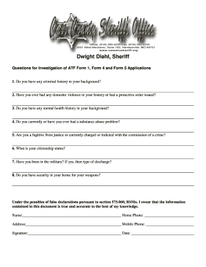 ATF Form Investigation Questions