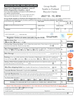 Group Health Seattle to Portland 2014 Registration Form