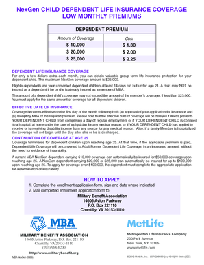 NexGen Dependent Child Life Insurance Enrollment Form