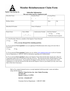 Member Reimbursement Claim Form